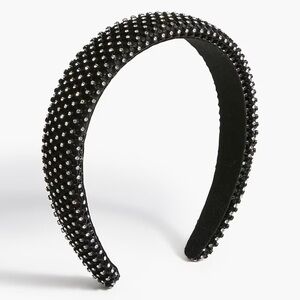 JCREW Crystal crown puff headband Black